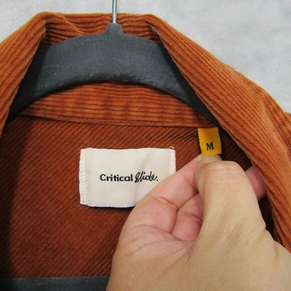 Critical Slide Society Shirt Button Up Corduroy Shacket Corduroy Sz M Rust Brown - Picture 2 of 14